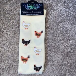 NEW- Compression Knee highs w Chickens